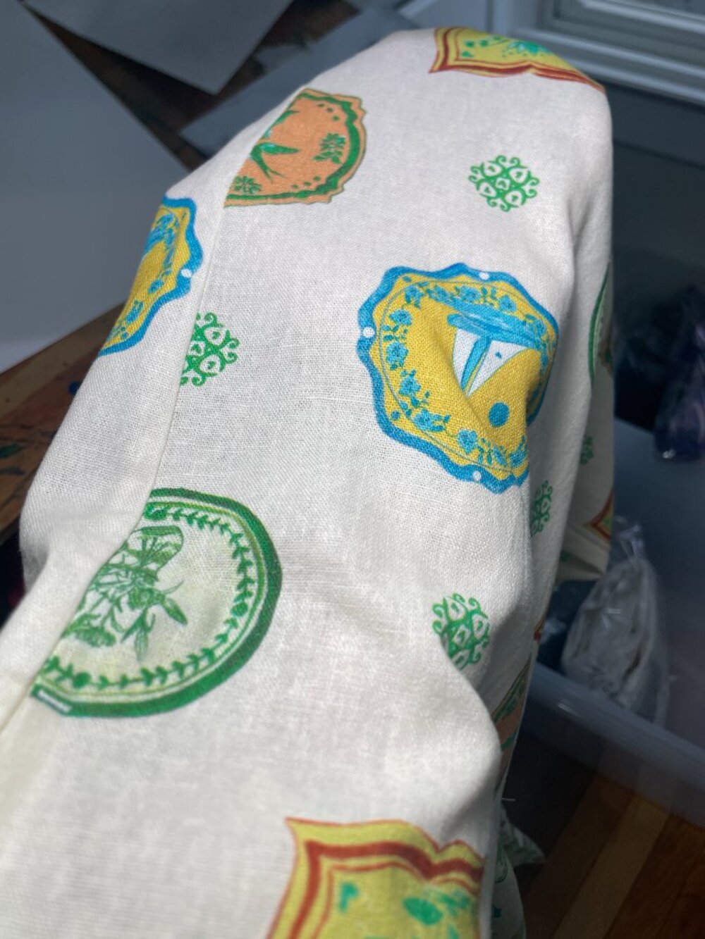 Maison d’Amelie Linen Blend Wide Leg Pants Print Pockets Medium - Picture 10 of 11